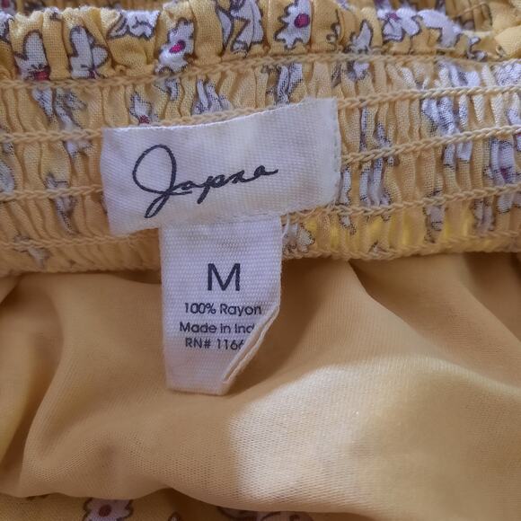 Japna Womens Yellow Ditsy Floral Button Front NWT Sun Dress Size M - Picture 3 of 7